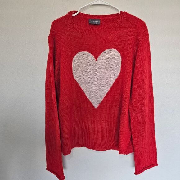 Wooden Ships | Wool Mohair Heart Pullover Knit Sweater, Womens Medium Large - Picture 2 of 7